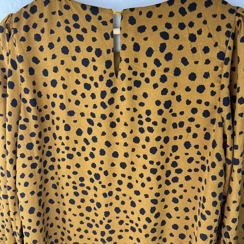 Roulee Oversized Balloon‎ Sleeve Orange Black Dots MIDI Tiered Dress Small** - Picture 9 of 15